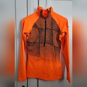 Nike Pro Women's High Visibility Orange 1/4 Zip Pull Over Running Jacket Size Sm
